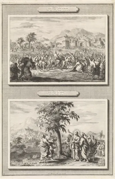 Intocht in Jeruzalem en Christus en het teken van de vijgenboom