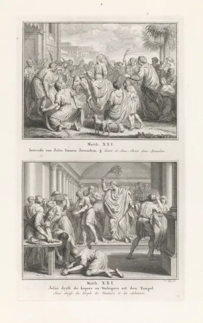 Intocht in Jeruzalem / Verdrijving van de wisselaars uit de tempel
