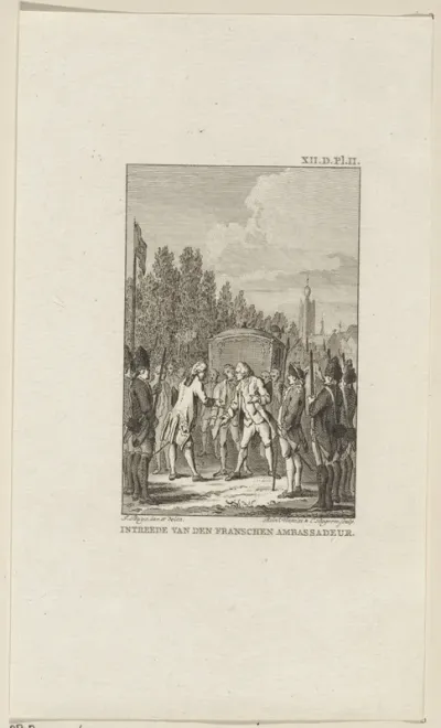 Intrede van de Franse ambassadeur de markies de Bonnac te Delft, 1753