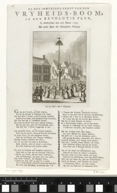 Inwijdingsfeest van de Vrijheidsboom op de Dam te Amsterdam, 1795