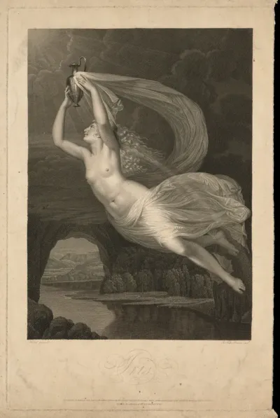 Iris: she caries a vase through which the rays of the sun pass to form the rainbow