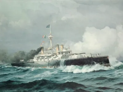 Ironclad battleship "Re Umberto" of the Italian Royal Navy (1888-1920).