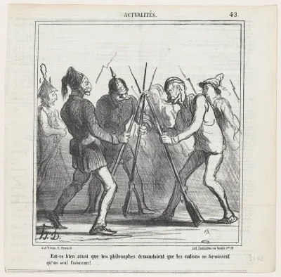 Is this really what the philosophers were thinking of when they asked that the nations should form a mutual bundle?, from 'News of the day,' published in "Le Charivari"