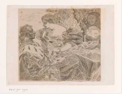 Isabella aan tafel bij Karel VI