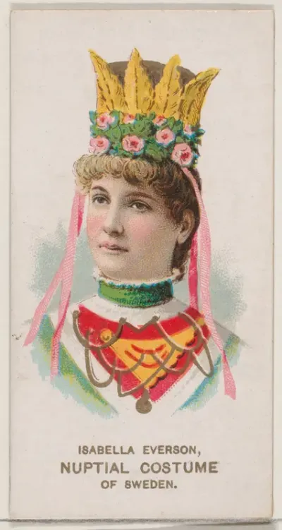 Isabella Everson in Nuptial Costume of Sweden, from the set Actors and Actresses, Second Series (N71) for Duke brand cigarettes