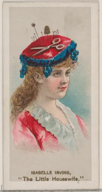 Isabelle Irving as "The Little Housewife," from the series Fancy Dress Ball Costumes (N73) for Duke brand cigarettes