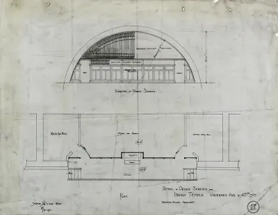 Isaiah Temple, Chicago, Illinois, Organ Screen Plan and Elevation