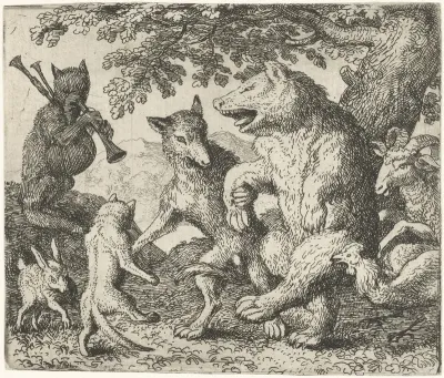 Isengrijn de wolf en Bruun de beer vieren feest