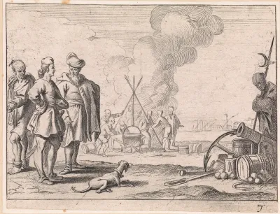 Islamitische galeislaven op het strand