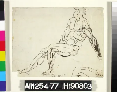 Istuva alaston mies