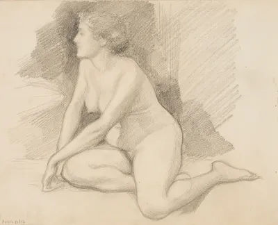 Istuva alaston