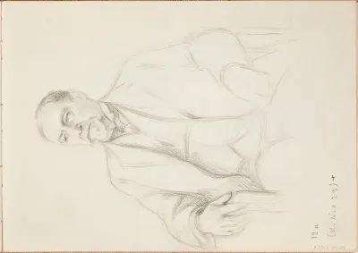 Istuva mies  (Wegelius ?) Todennäköisesti n. 1925-28
