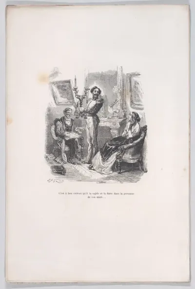 It is good that he coaxes and flatters her in front of her husband, from "Little Miseries of Human Life"