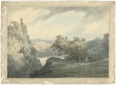 Italiaans berglandschap met het meer van Nemi
