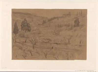 Italiaans heuvellandschap met huizen en bomen