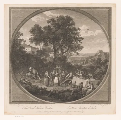 Italiaans landschap met boerenbruiloft
