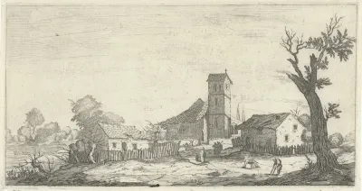 Italiaans landschap met een dorpje