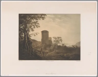 Italiaans landschap met ossenwagen