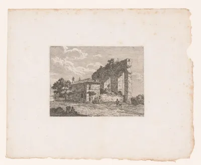 Italiaans landschap met ruïne