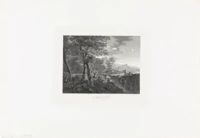 Italiaans landschap met tekenaar
