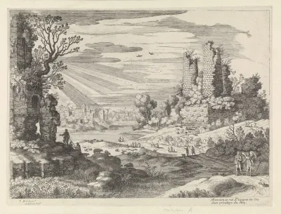 Italiaans landschap met Tobias en de engel