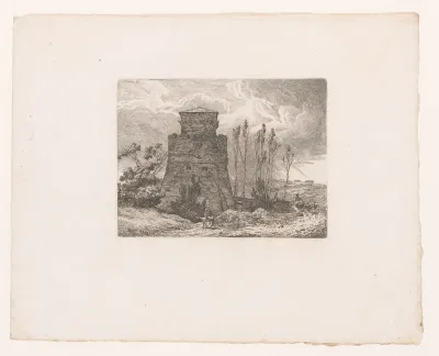 Italiaans landschap met toren