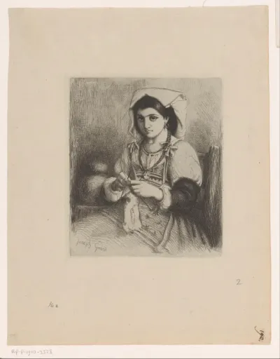 Italiaanse vrouw met breiwerk