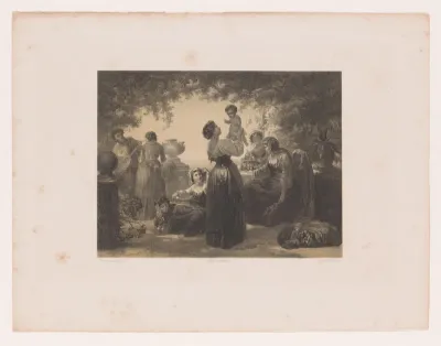 Italiaanse vrouwen bij een tafel