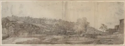 Italian Landscape with Buildings and Figures
