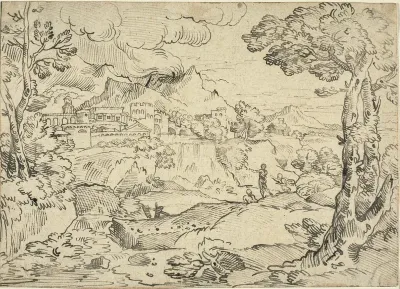 Italian Landscape with Three Figures