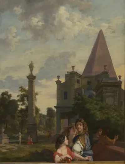 Italian Landscape with three Women in the foreground