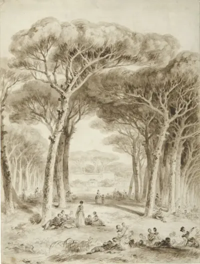 Italian Landscape with Umbrella Pines — Jean Honoré Fragonard Kanvas Tablo