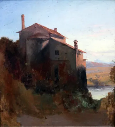Italian Monastery Building on the Water's Edge