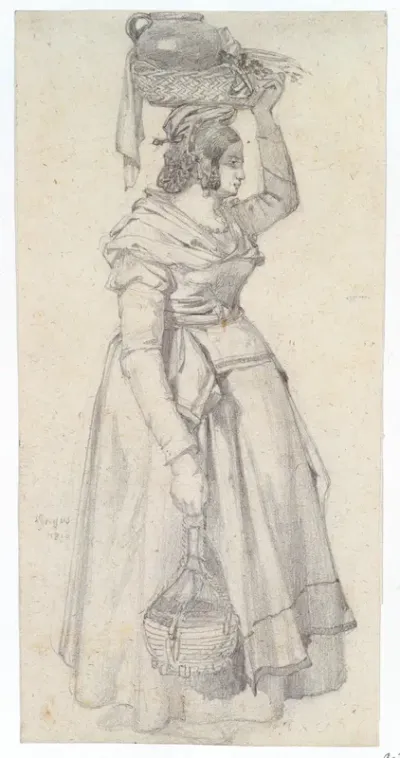 Italian Peasant Woman with Basket on her Head