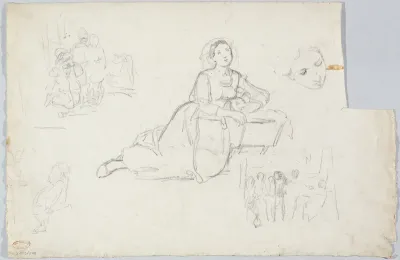 Italian woman at the cradle, breastfeeding her child
