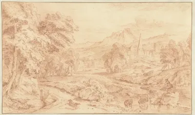 Italianate Landscape with a Shepherd and his Flock by the Water