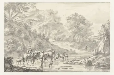 Italianate Landscape with Herders Crossing a Ford