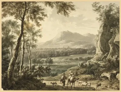 Italianate Landscape with Traveling Peasants in Foreground