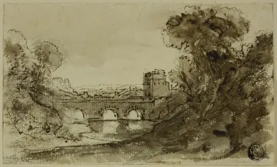 Italianate River Landscape with Bridge with Tower