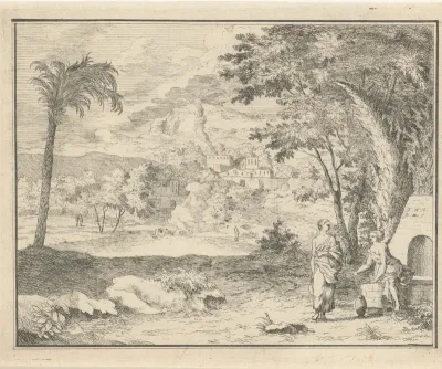Italianiserend landschap met twee vrouwen