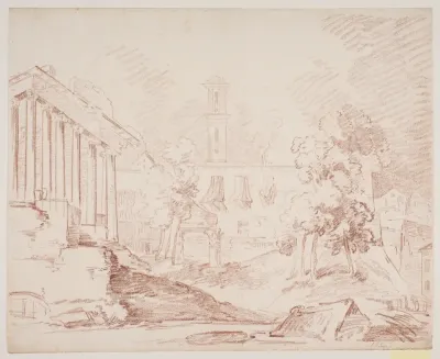 Italiensk prospekt med tempel og kirke