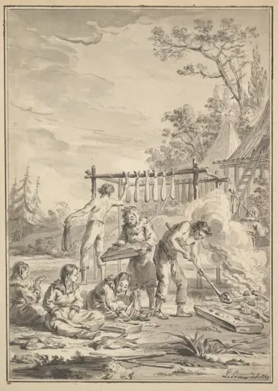 Itelmen Preparing Fish to be Dried