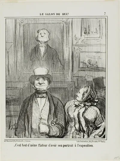 “- It's really quite flattering to have one's portrait exhibited at the Salon,” plate 7 from Le Salon de 1857