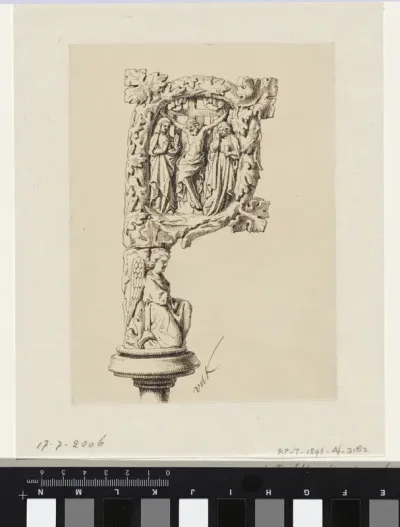 Ivoren bisschopsstaf, met de kruisiging van Christus