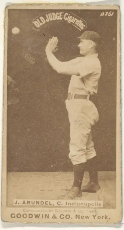 J. Arundel, Catcher, Indianapolis, from the Old Judge series (N172) for Old Judge Cigarettes
