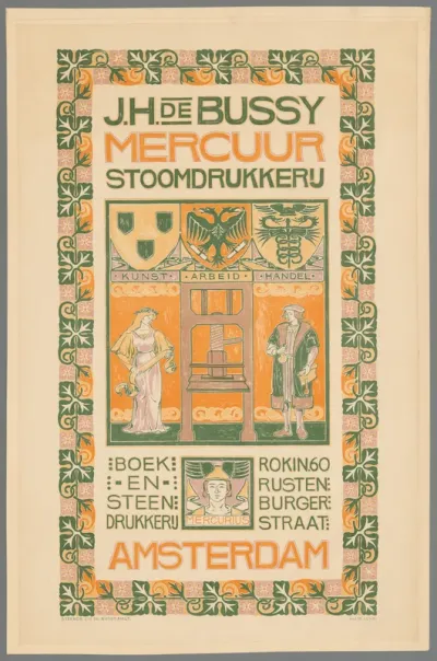 J.H. de Bussy Mercuur Stoomdrukkerij. Boek- en Steendrukkerij Mercurius Amsterdam.