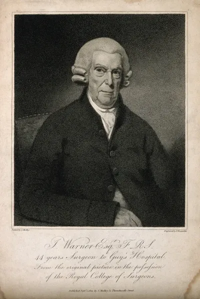 J. Warner. Stipple engraving by N. Branwhite, 1801, after S. Medley