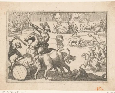 Jacht op stieren in een arena