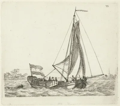 Jachtschip met vlag