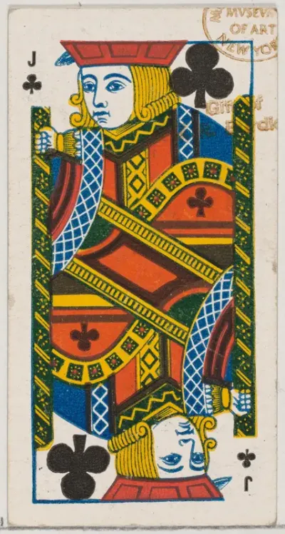 Jack of Clubs (black), from the Playing Cards series (N84) for Duke brand cigarettes